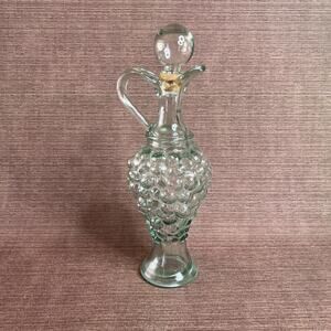 Vintage Grape Cluster Decanter, Glass of Spain, Stopper, Barware, Mid Century